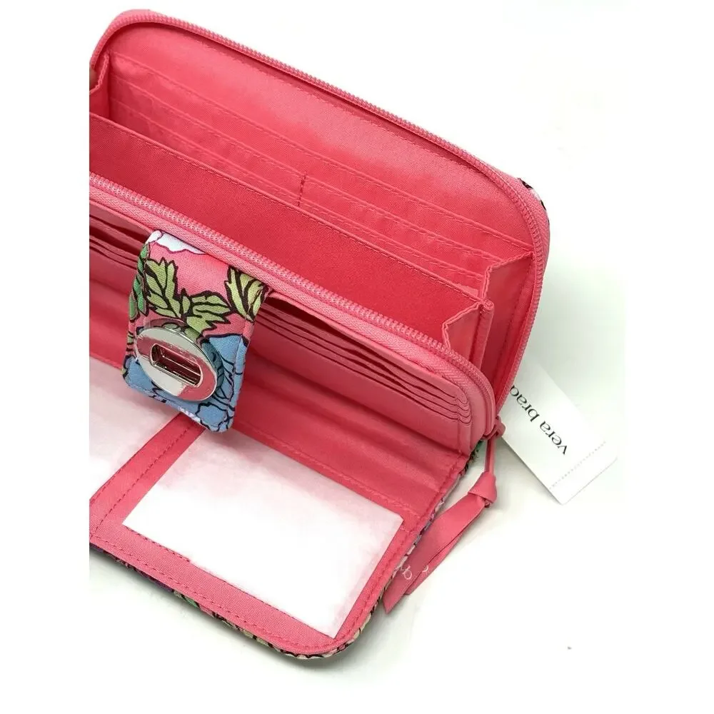 Vera Bradley Vibrant Gardenias Essential Turnlock Wallet Large EXACT NWT Floral - Picture 6 of 12
